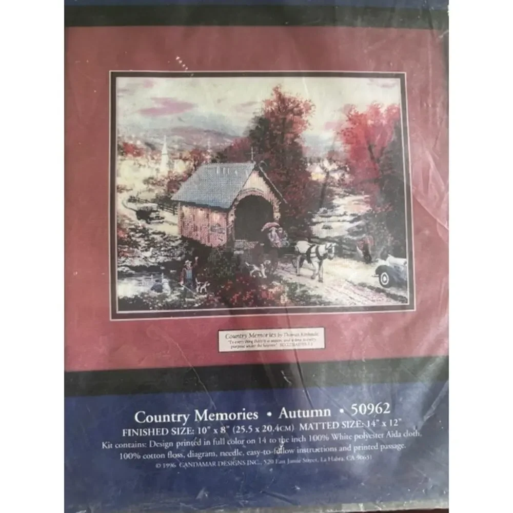 VTG 1996 Thomas Kinkade Country Memories Cross Stitch Kit 50962 Candamar